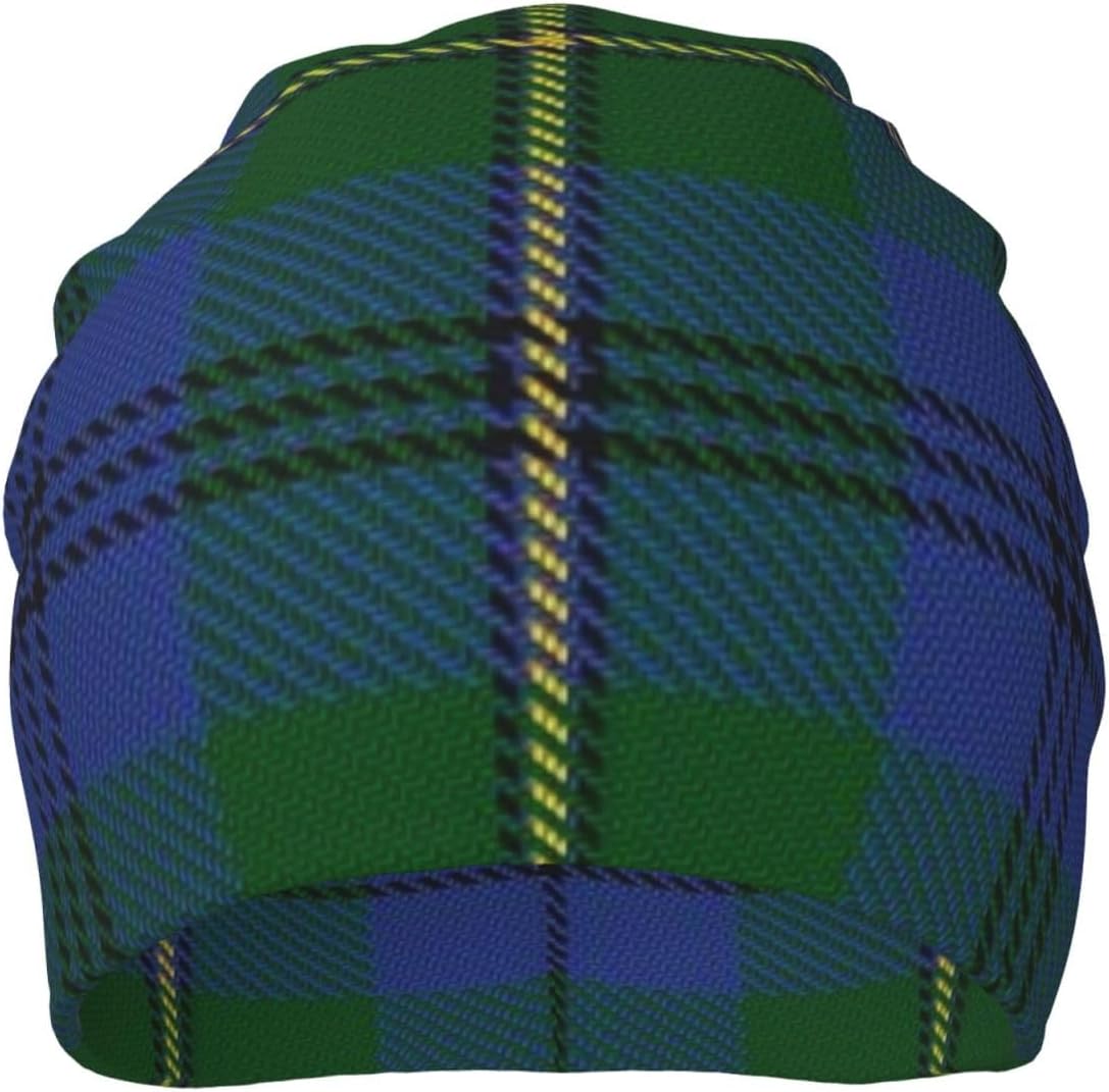 Beanie Hat Tartan Plaid Slouchy Knit Hat, Warm Stretchy Headwear for Men & Women, Winter Fall Accessory - Image 2
