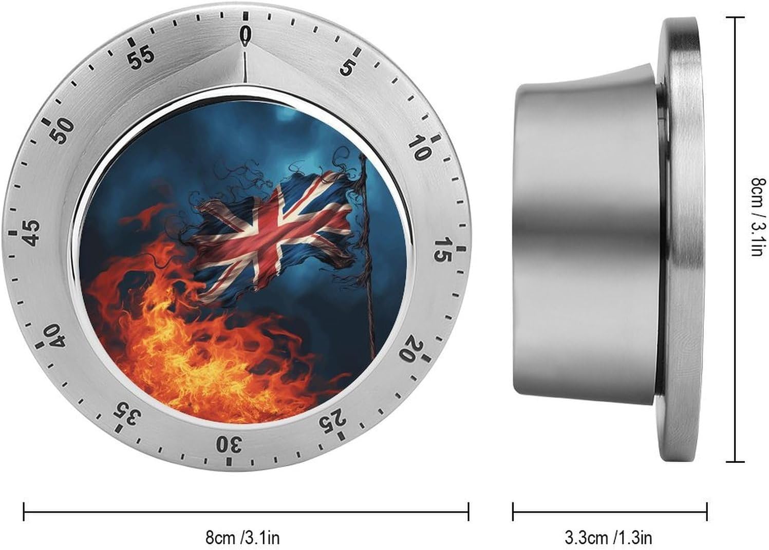 Painted Flag Stainless Steel Timer, Kitchen Timer with Magnetic Base, Countdown Timers for Gym, Office, Cooking, Baking, Jogging