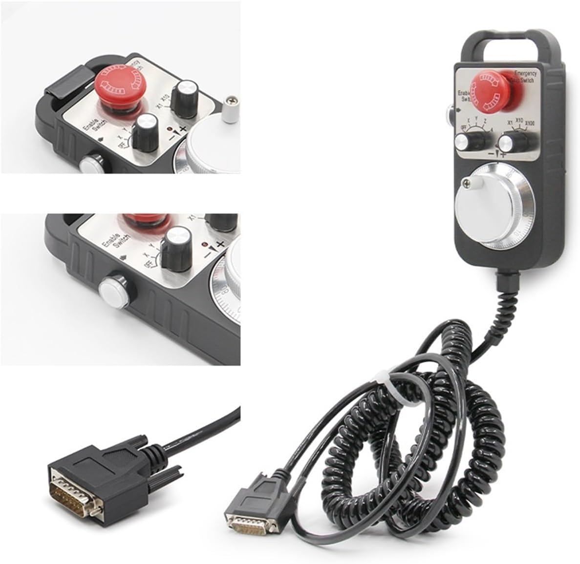 Handwheel 4/6 axis Type Universal CNC MPG Pendant Hand Wheel 100 Pulse 5v & Emergency Stop CNC Router Handwheel(Without Plug,4 Axis)