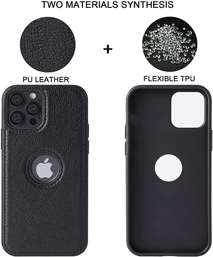 Image of MIDOS Back Cover Compatible with Apple iPhone 14 Pro Max Leather Case Flexible Slim Cover for iPhone 14 Pro Max (2022) 6.7 inch (LC- Black)
