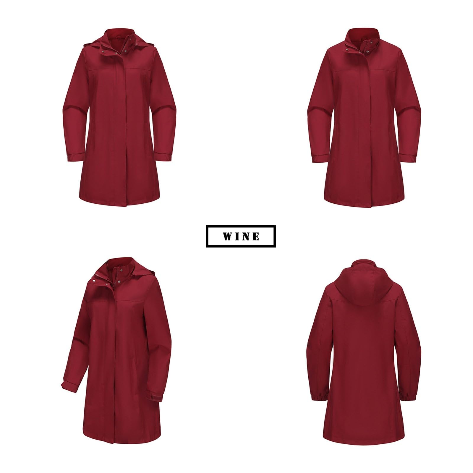 Genérico Cortavientos Impermeable Mujer-Abrigo Fino De Manga Larga De Color Liso Con Capucha Desmontable Para Mujer