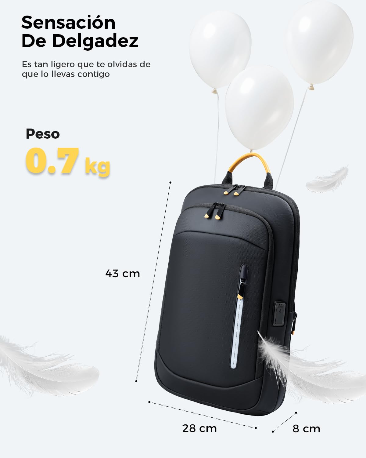 Mochila Portatil 15.6 Pulgadas,12L-20L Expandible,Con Puerto USB