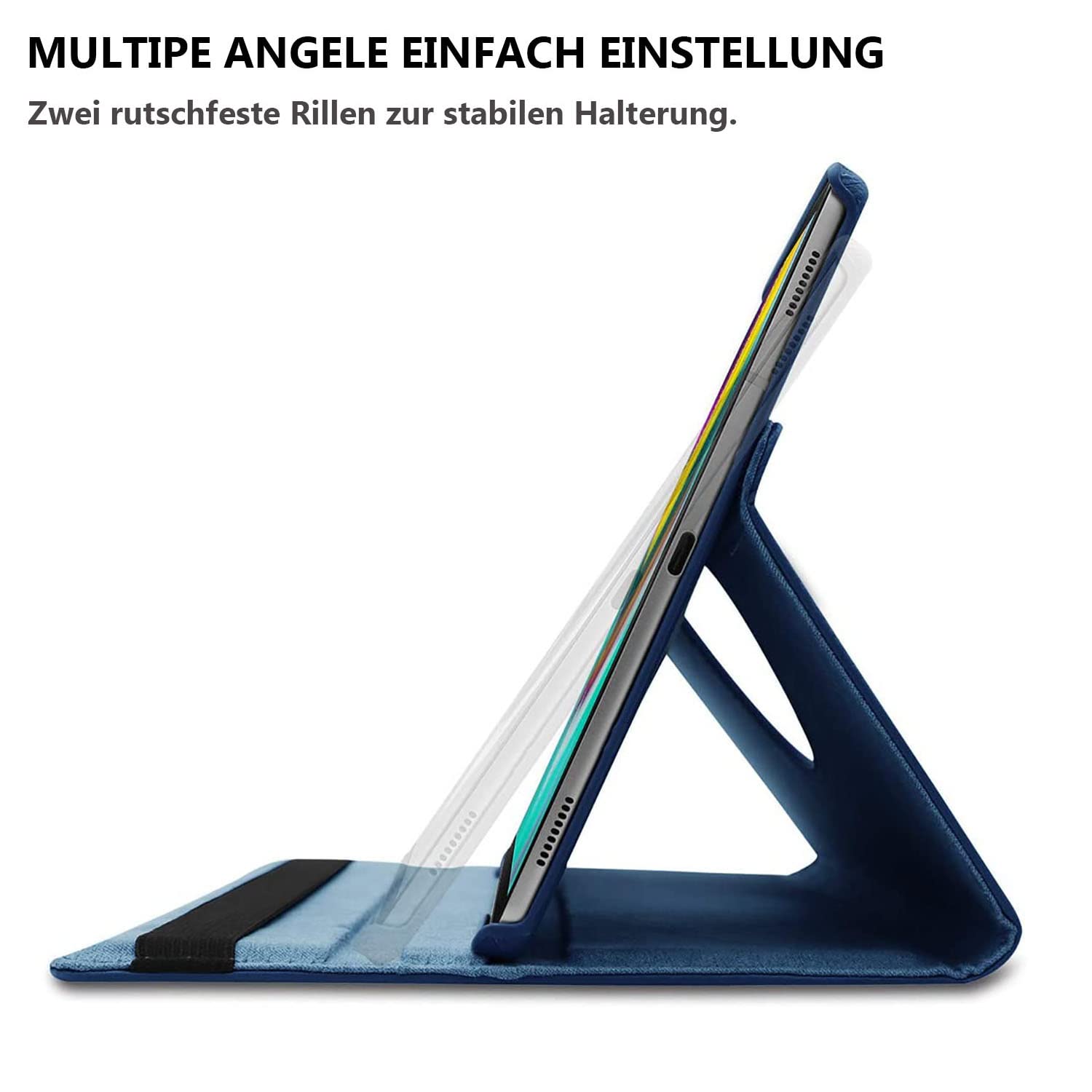 Étui Housse Coque pour Samsung Galaxy Tab S6 Lite 10.4 Pouces 2020 (SM-P610 SM-P615) - 360 degrés Rotation Full Protection Kickstand Case Cover,avec Un Stylo,Écran Film (Deep Blue)
