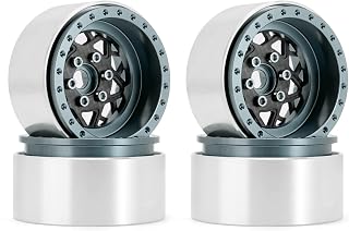 INJORA 1.9 Beadlock Wheel Offset -10mm Carbon Fiber Aluminum Rim for SCX10 TRX4 VS4-10 Gen8 1/10 RC Crawler Upgrade(Grey)