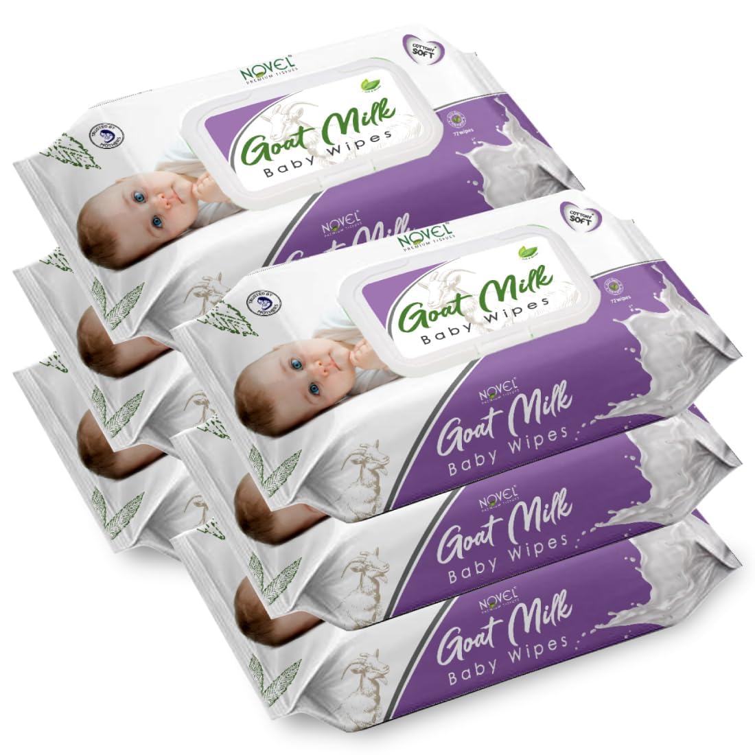 Novel Goat Milk Baby Wipes 72's Sheet Pack Of 6-picture-5