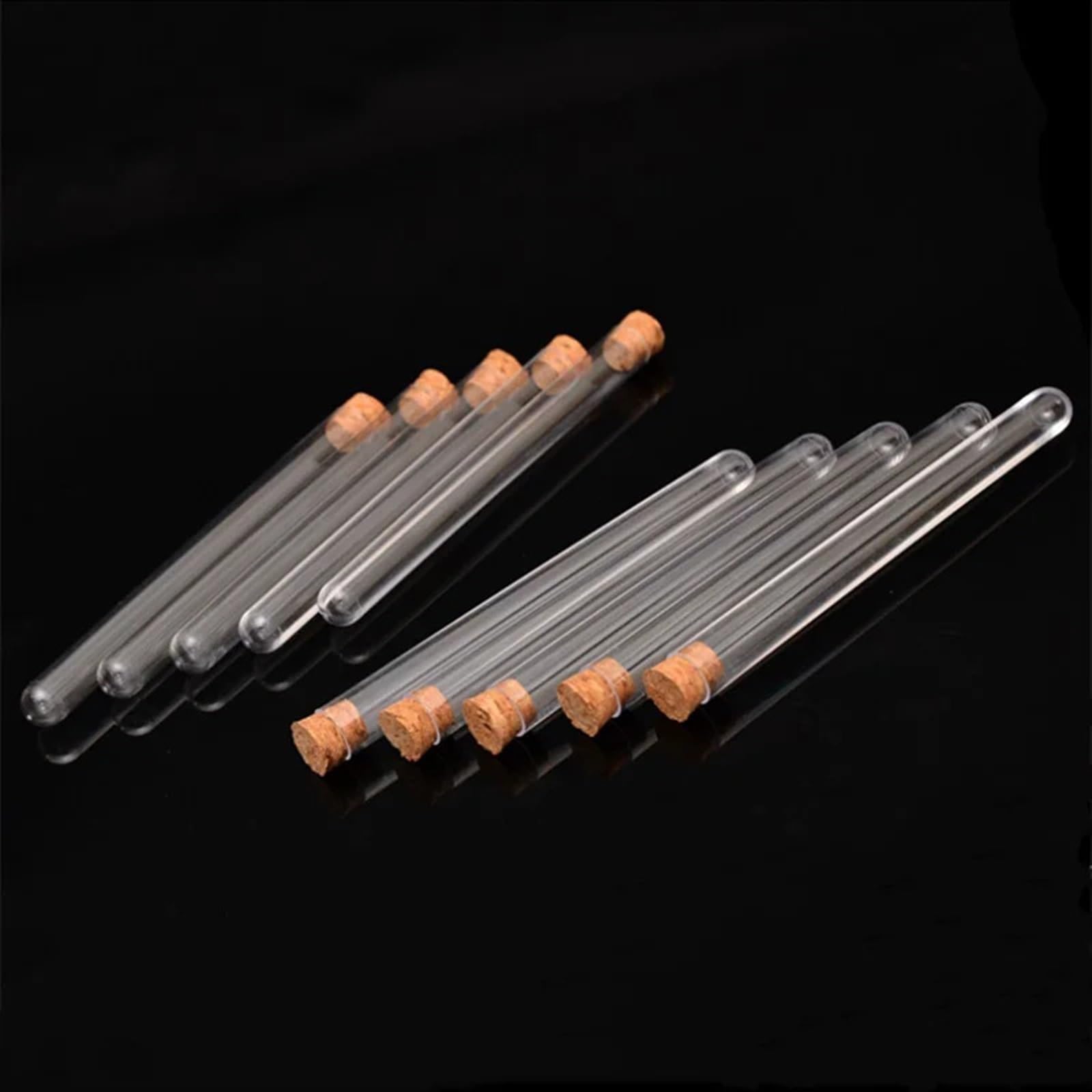 100 szt. 200 szt. ŚREDNICA 12mm-25mm Lab Przezroczyste plastikowe probówki z korkami Laboratorium Szkoła Prezent Ślubny Probówka (rozmiar: 12 x 100 mm 200 szt.)