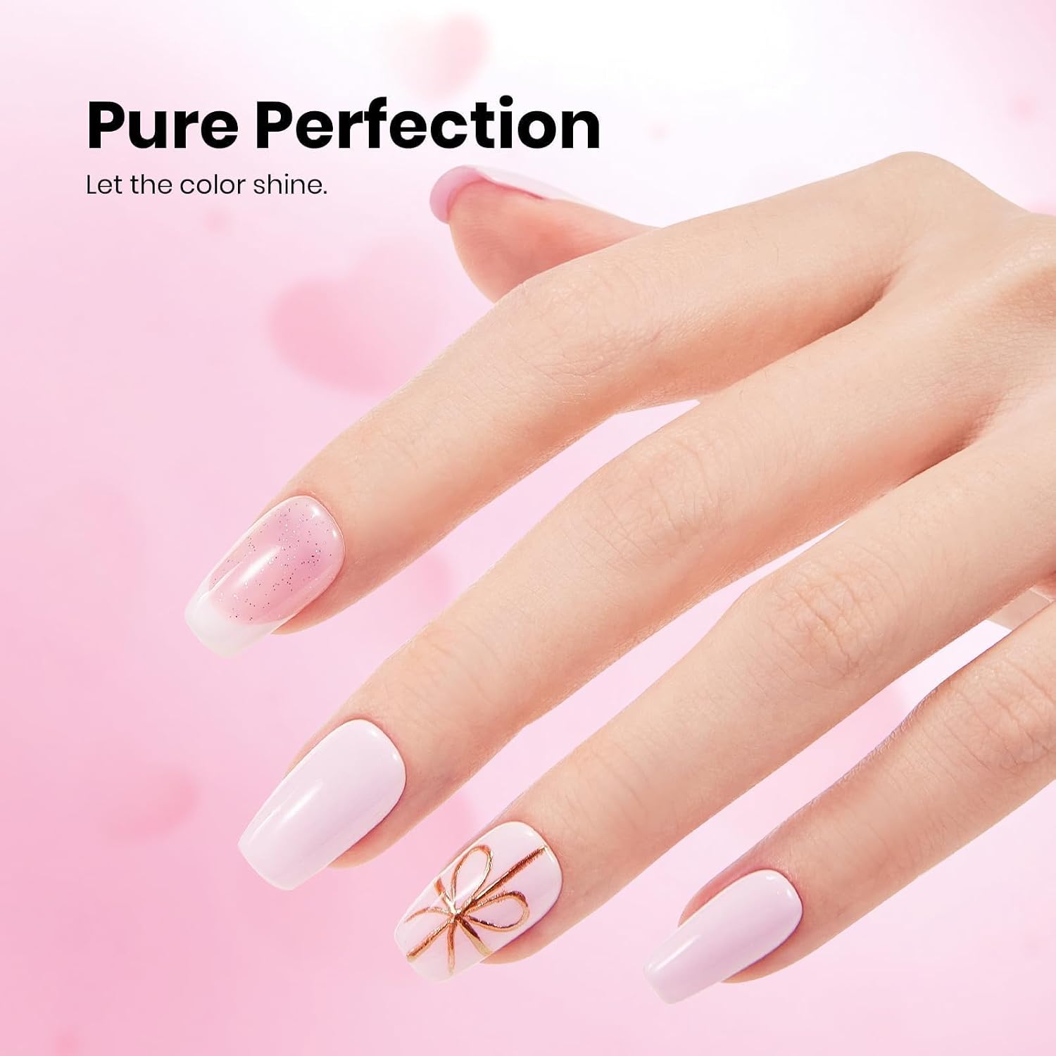 Beetles Baby Pink Gel Polish - Milky Petal 15ml/0.51Oz, Light Pink Gel Nail Polish for Pastel Nails, Same Color Bottle STAY SHINING Series, Long-Lasting Soak Off UV LED Lamp Spring Nails Art