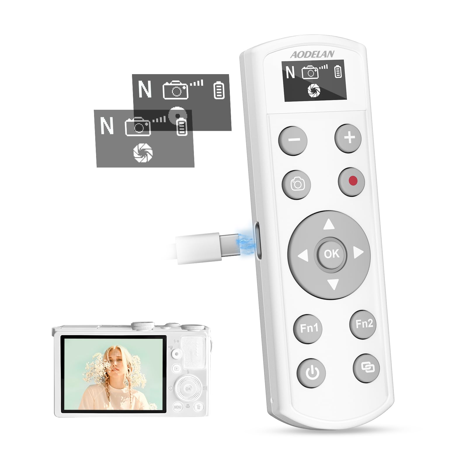 Remote Control for Nikon Camera,USB-C Rechargeable Wireless Shutter Release with OLED Screen – Video, Zoom & Focus Control for Nikon A1000, B600,