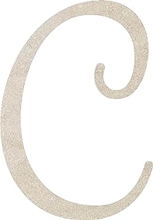 Wooden Letter 6 Inch Tall Alphabet C Craft, Unfinished Wood Cursive Monogram Letters Cutout, Love is in The Air Script Font