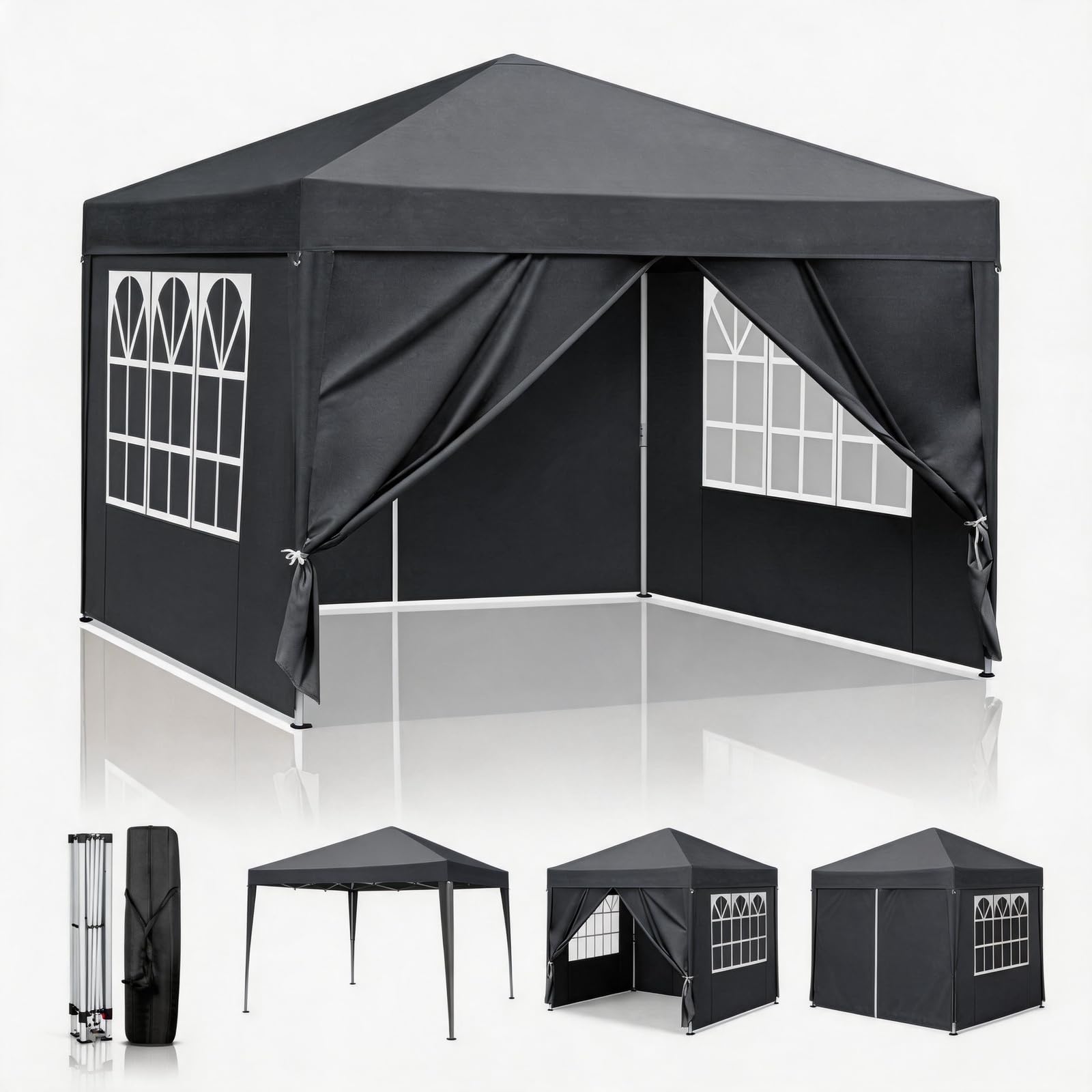 BreezTerra Pavillon,Faltpavillon Wasserdicht Windfest UV 50+ Sonnenschutz, Höhenverstellbare, Stabil Gartenzelt Partyzelt für Garten, Party, Terrasse,Camping