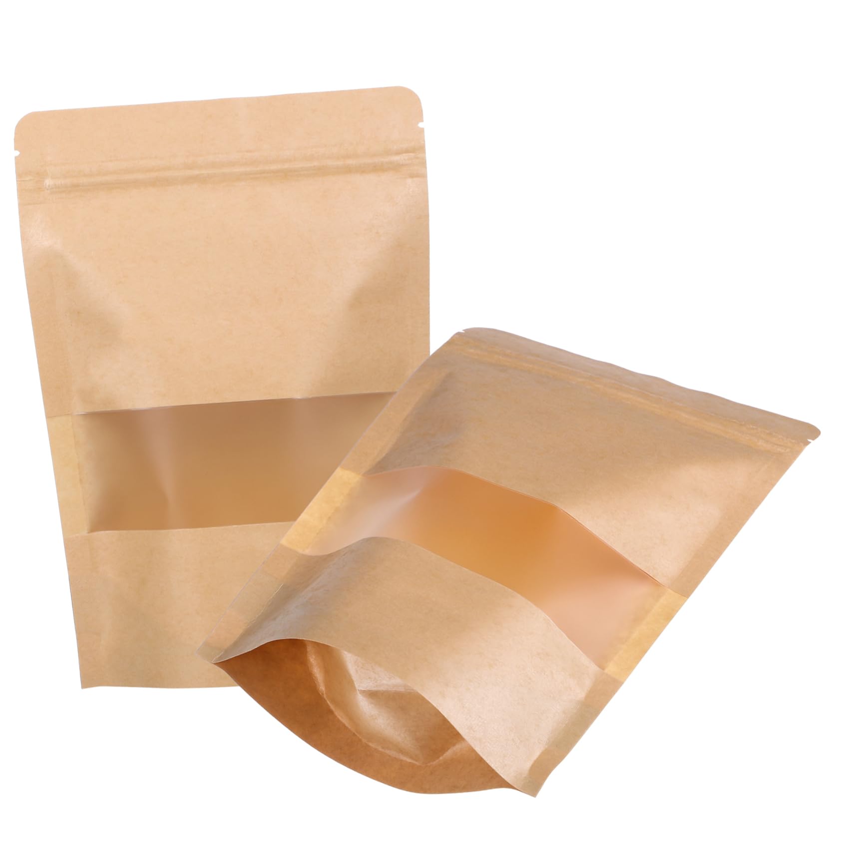 50 Sachets Refermables Papier Kraft avec Fenêtre Transparent pour Biscuits