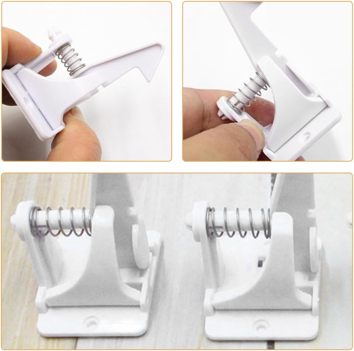 Lurrose 16pcs Childproof Cabinet Locks for Safety with Simple Installation, Sturdy Abs Material, Suitable for Dressers and Freezers, White Color, Stylish Design for Home Safety