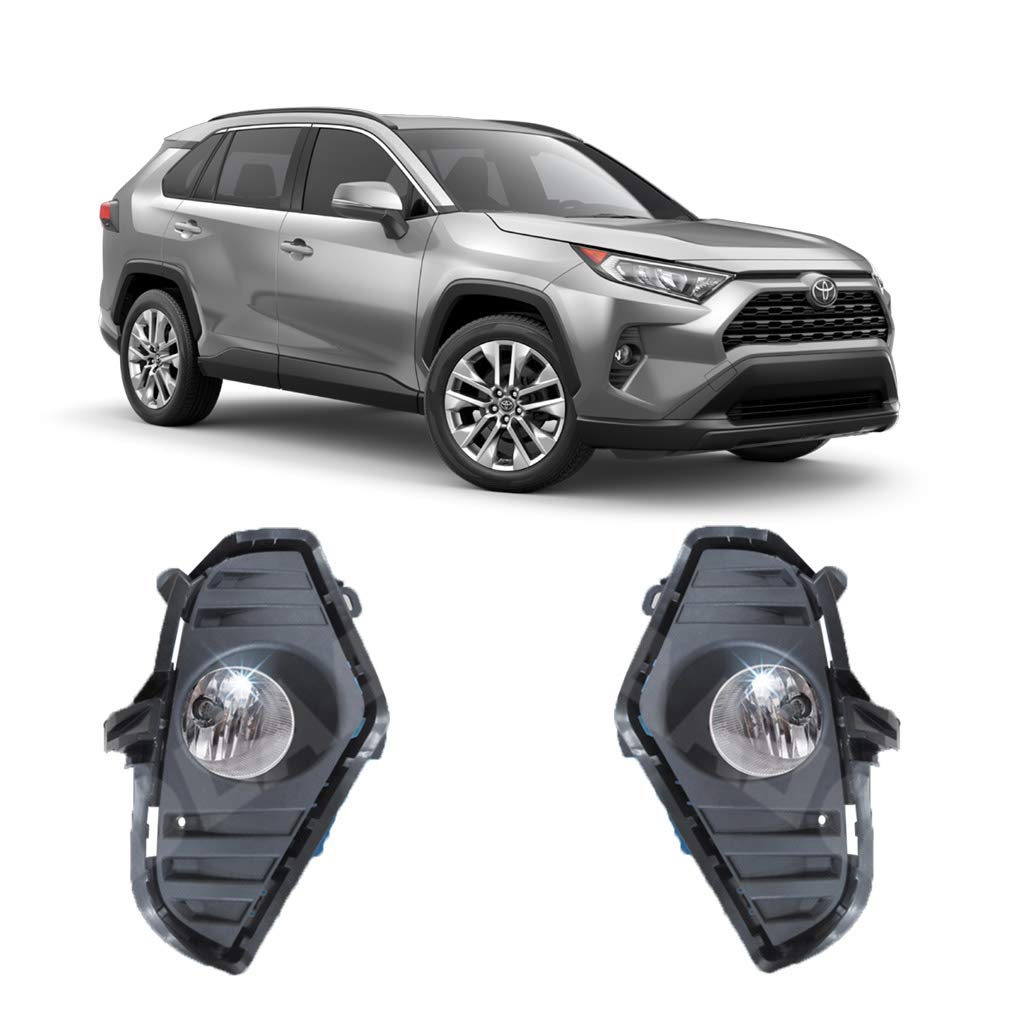 Replacement For 2019-2023 Toyota RAV4 Fog Lights Lamps with Assembly Set L&R Side (With Halogen Bulbs)