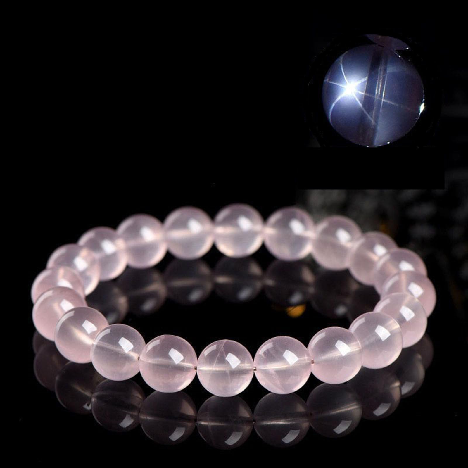 Bracciale curativo Quarzo Rosa, Braccialetti Naturali Fatti a Mano Bracciale Elasticizzato con Pietra preziosa Rosa Naturale per L'Amore, energia positiva Meditazione Yoga Unisex,12MM