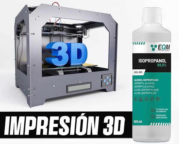 EQM - ECO-301 - Alcohol Isopropílico 99,9% - 500 ML - Isopropanol - Limpieza componentes electrónicos, objetivos y pantallas - Limpieza de resinas en impresión 3D - Limpiacristales y desengrasante - 4
