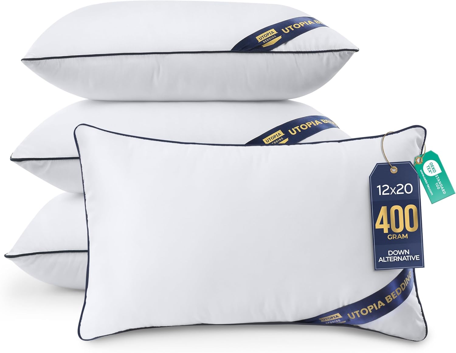 Utopia Bedding Throw Pillow Inserts (Pack of 4, White), 12 x 20 Inches Decorative Indoor Pillows for Sofa, Bed, Couch, Cushion Sham Stuffer