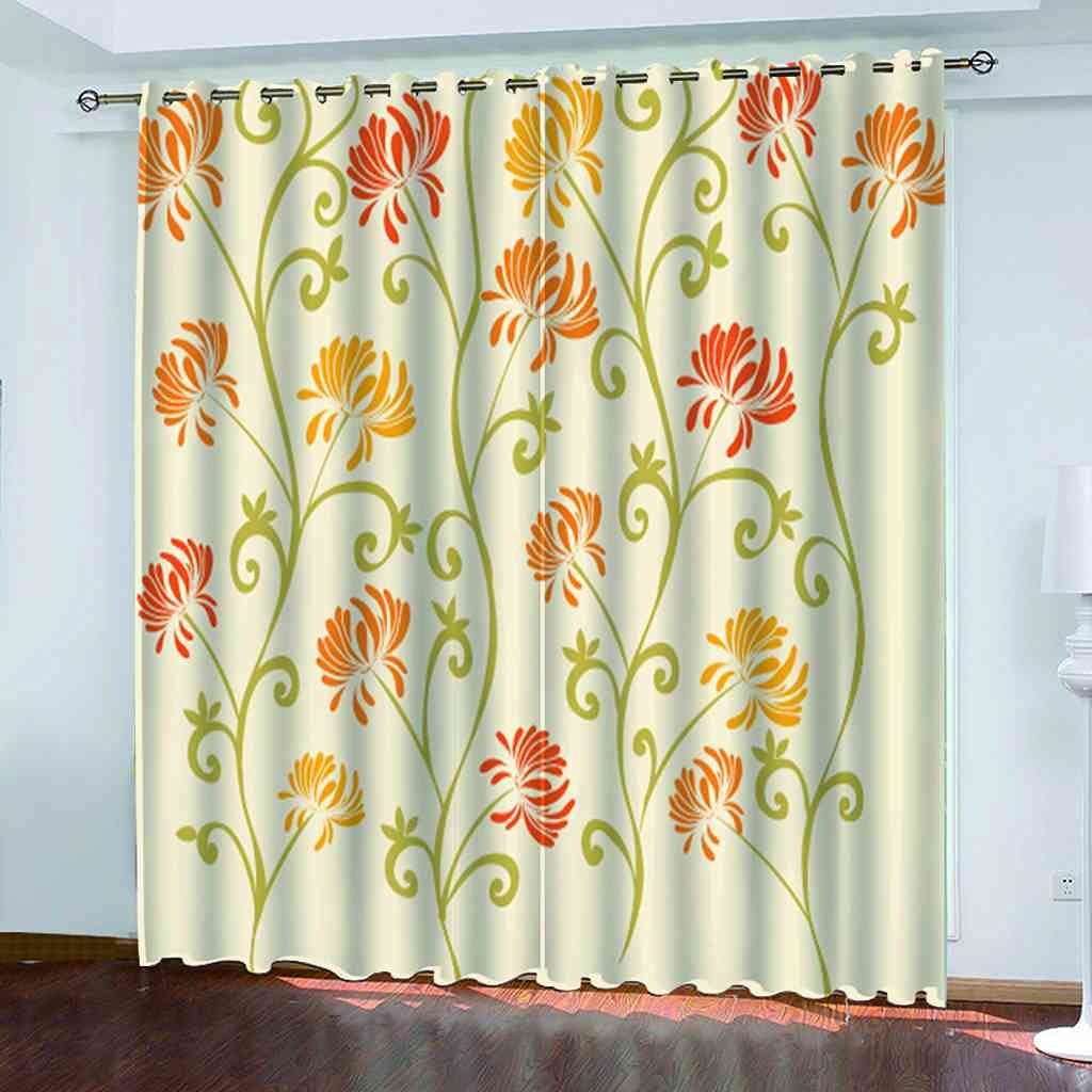 Rideaux Occultants Isolant Thermique et Phonique Lourd à Motif Fleur pour Chambre