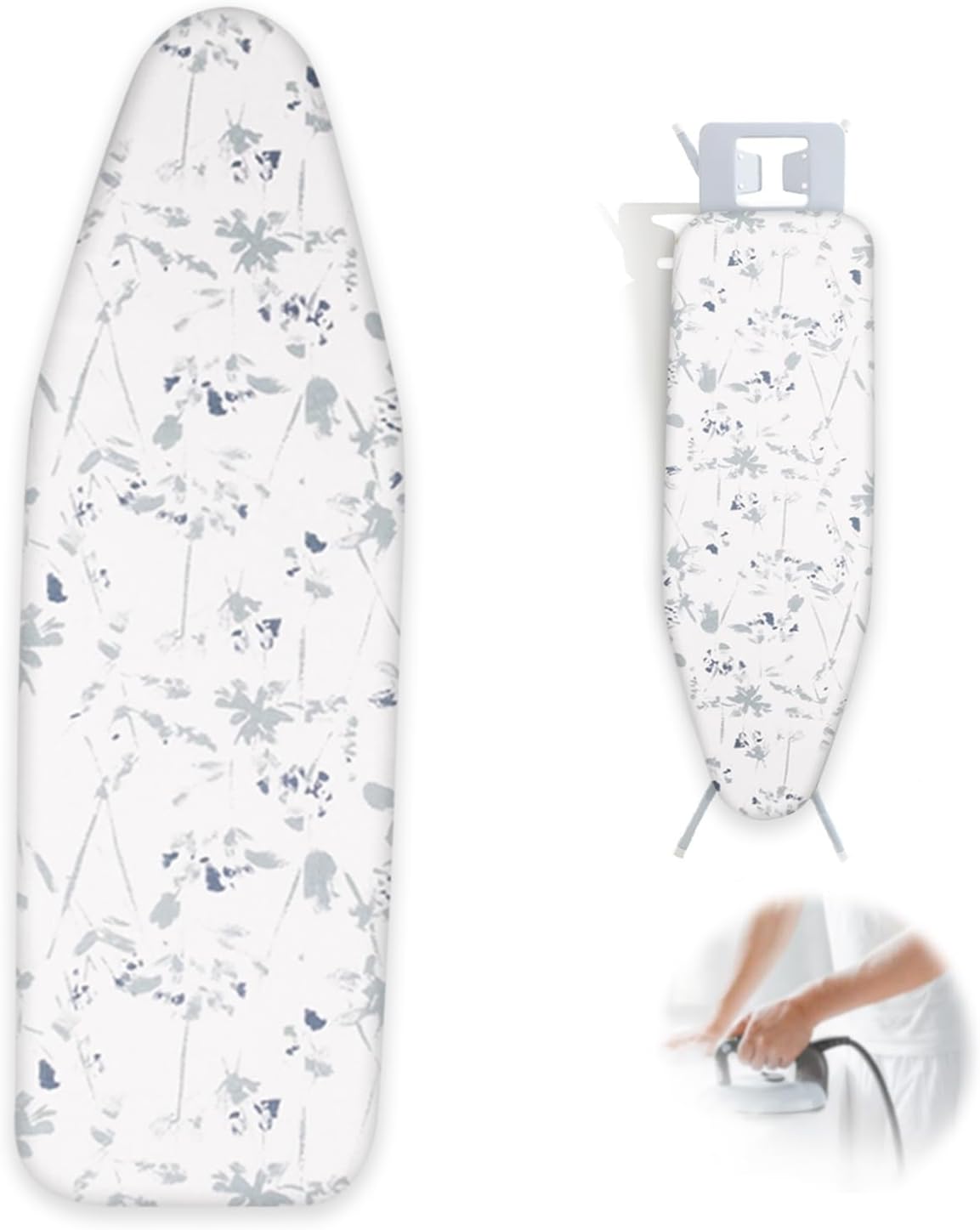 Extra Large Ironing Board Cover,Ironing Board Cover And Thick Padding Surface Smoother, Natural Cotton, Scorch Resistance, With Padding And Elastic Band Standard Sizes Iron Board Cover ( Color : White