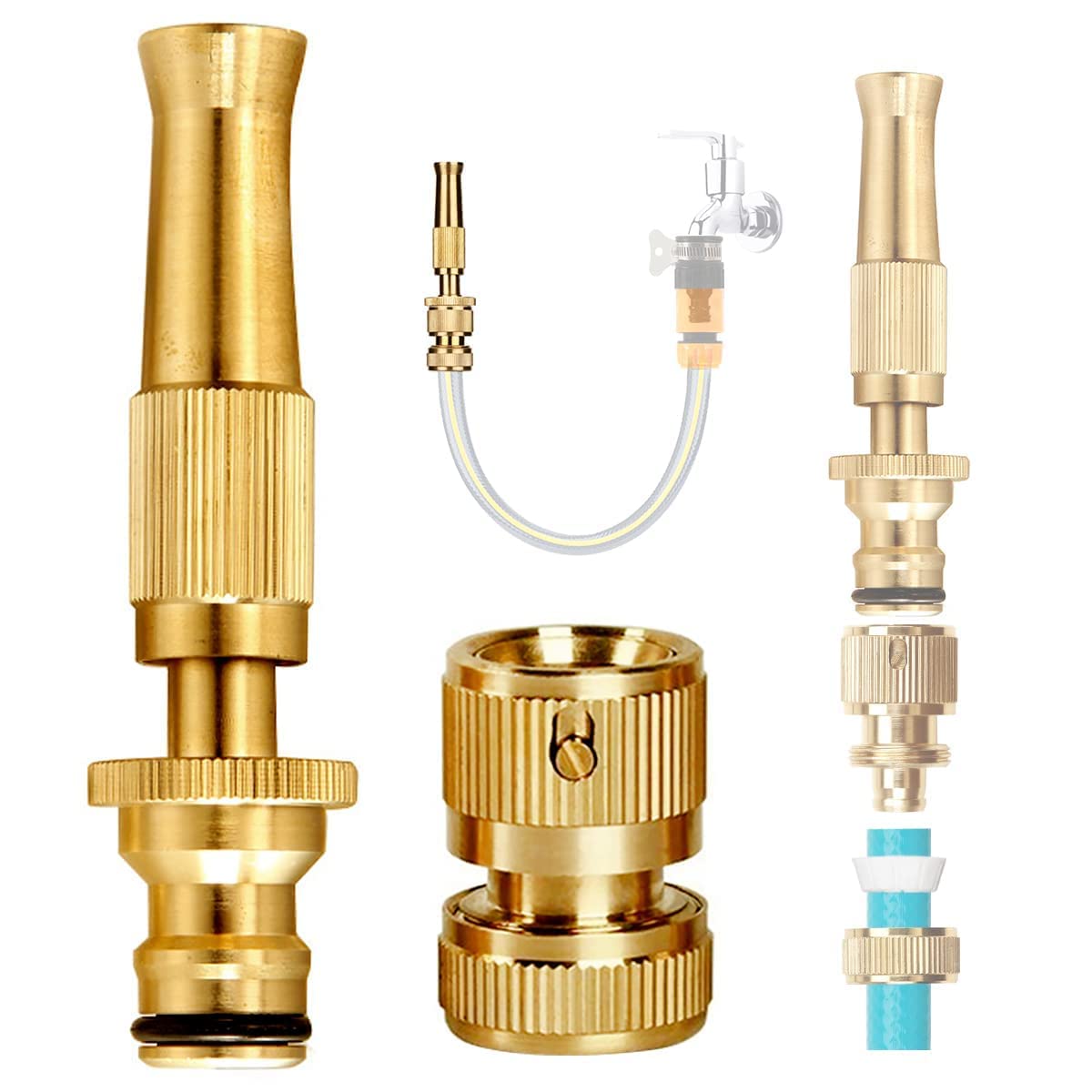 SCILLA Brass Nozzle Water Spray Gun, Water Jet Hose Nozzles, Hose Pipe Spray Gun Suitable for 1/2" Hose Pipe for Car, Bike, Window Cleaning, Garden Sprayer (B0BYZ14CZ2) Amazon Price History, Amazon Price Tracker