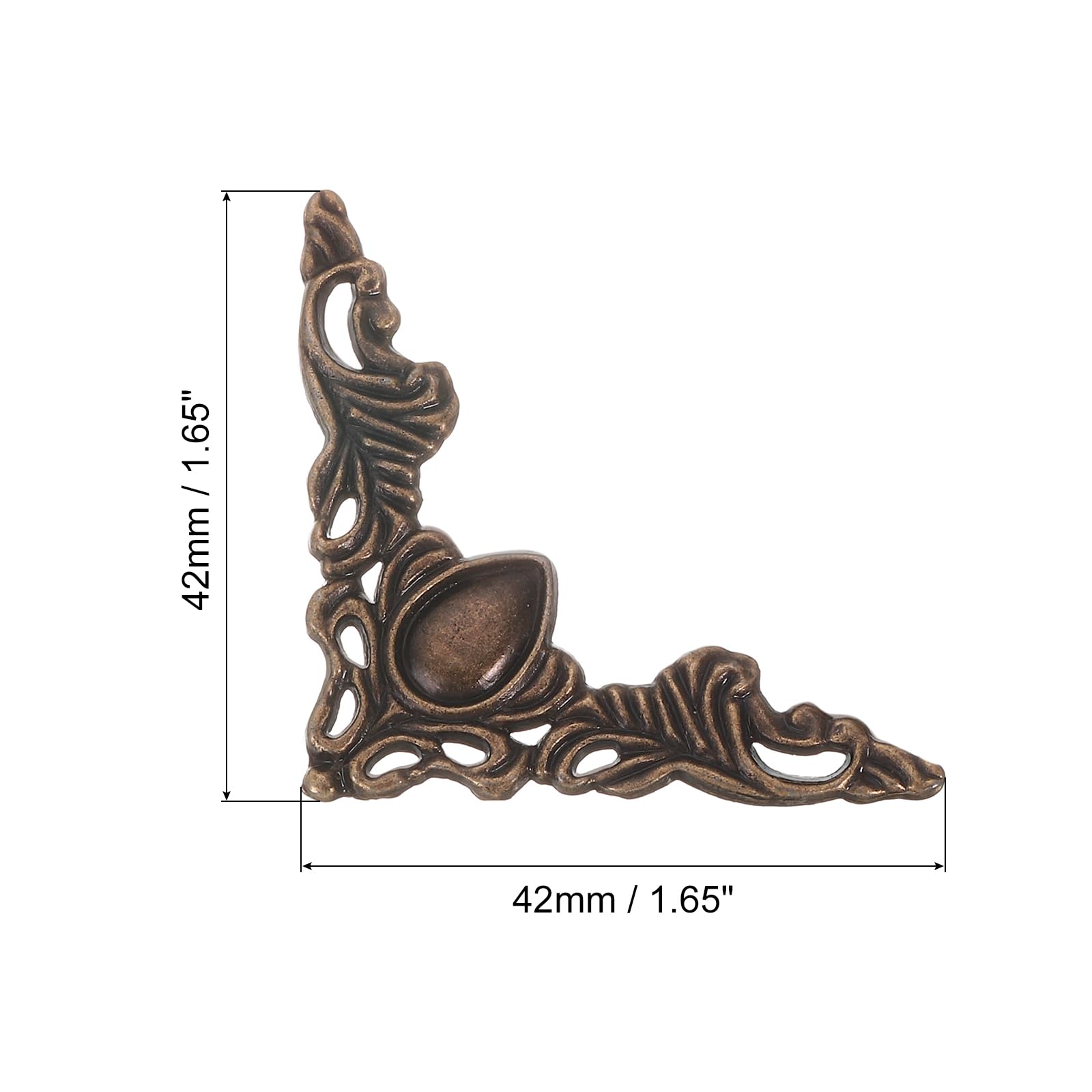 PATIKIL 42mm Metal Book Corners,48pcs Photo Corners Book Corners Protector Retro Metal Decorative for Crafting Scrapbook Photo Album Book Binding,Dark Bronze - Image 2