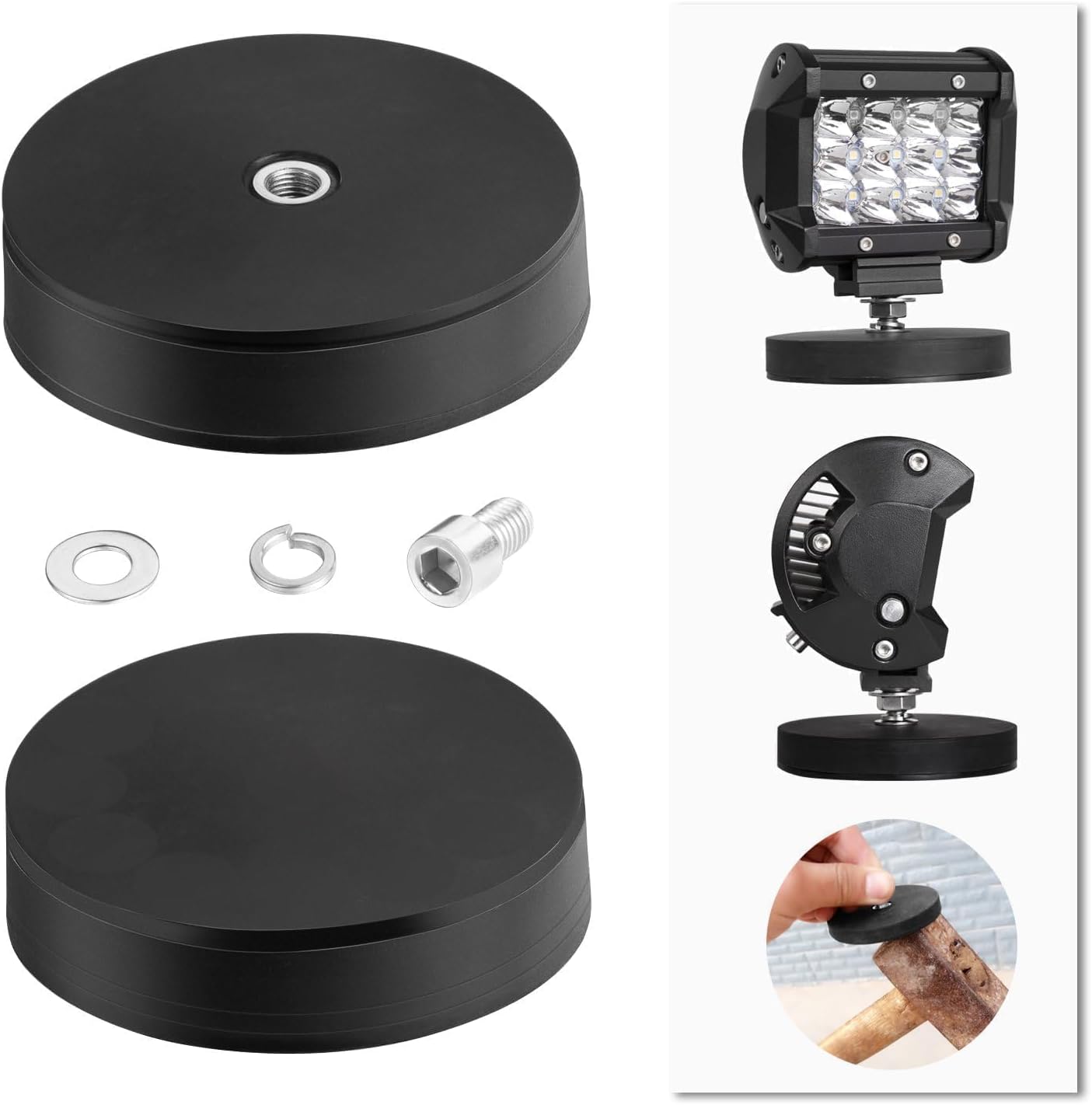 Magnetic Base Mounting Brackets, 2pcs Powerful Sucker Holder Magnet Mount for LED Light Bar, Pods, Off Road Driving Lights