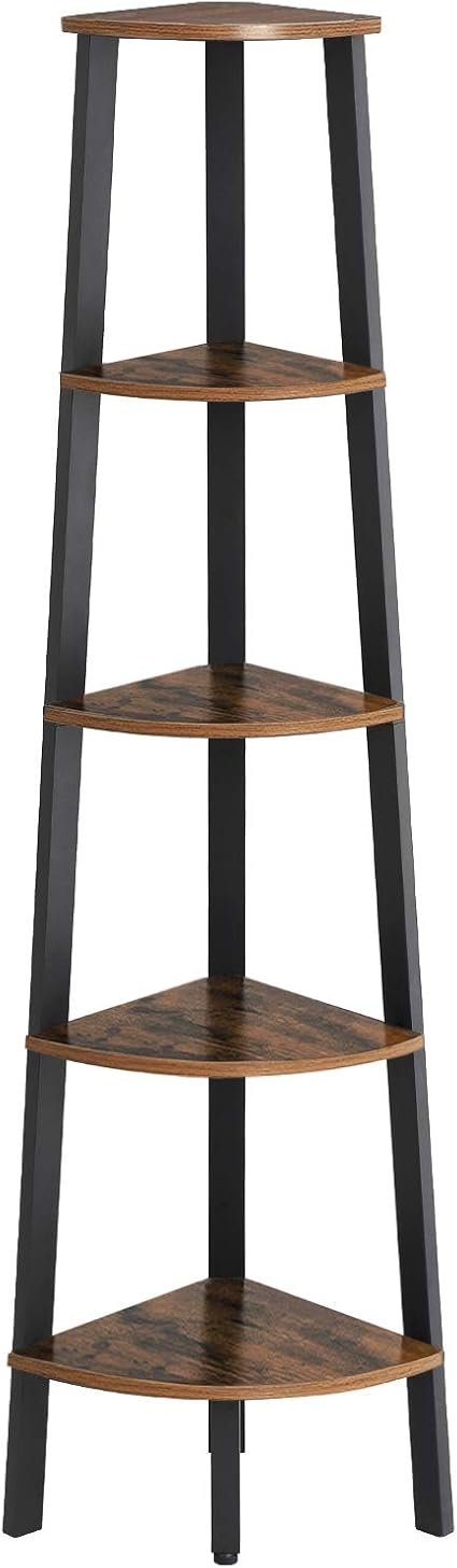 Amazon Co Jp Vasagle コーナーラック コーナーシェルフ 木製 おしゃれ 簡単組立て 収納ラック シンプル 飾り棚 スリム 花台 5段 Lls35x ホーム キッチン