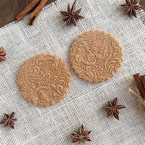 Paisley Embossed Rolling Pin - 5 PACK, Cup Pad + 2pcs Metal Drinking Straws, 16" Engraved Rolling Pin for Baking + Cute and Lightweight Wooden Rolling Pin for Kids and Adults to Make Cookie Dough