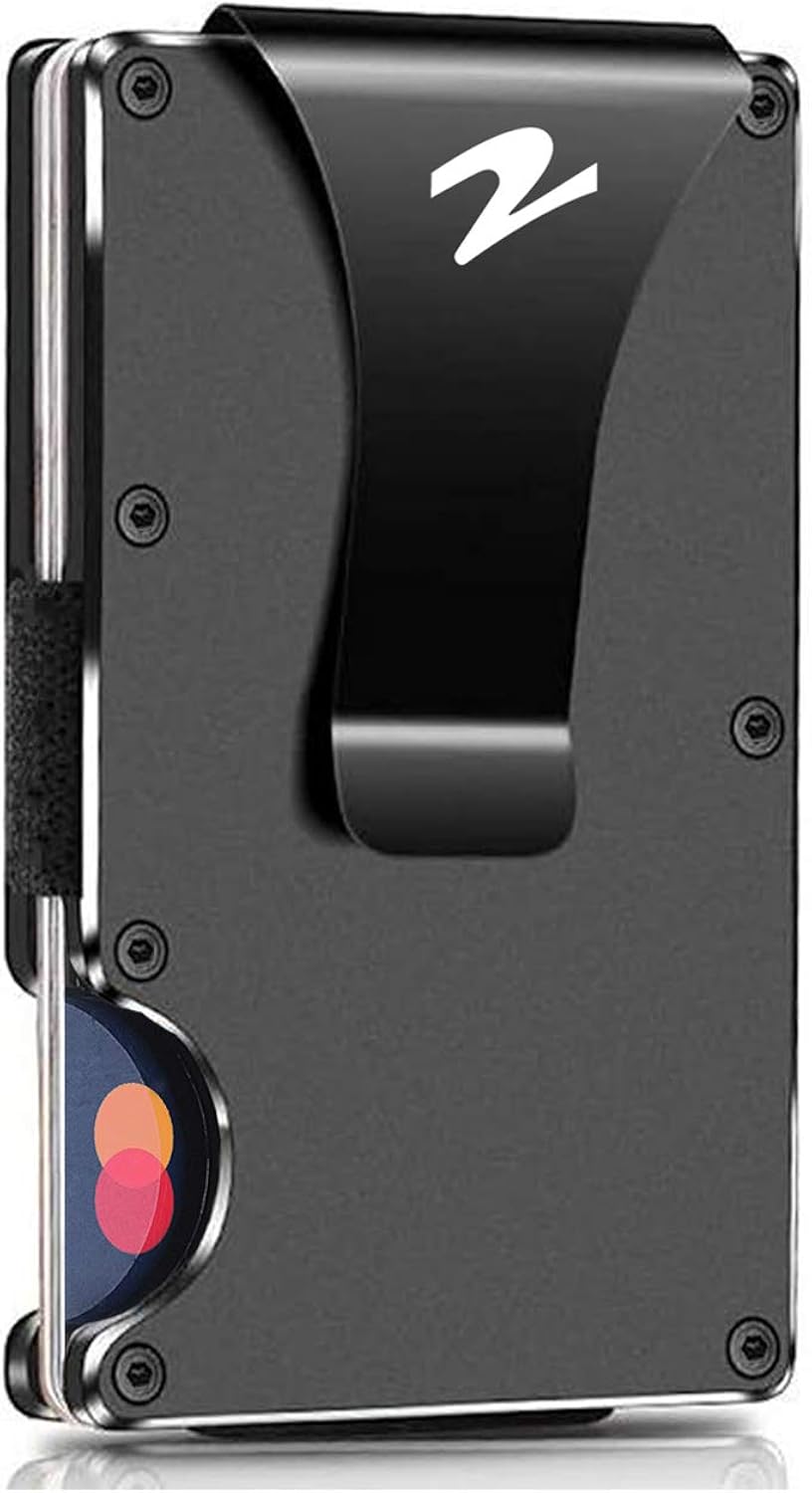 COONLINE Carbon Fiber Wallet, Metal Money Clip Wallet, RFID Blocking Minimalist Wallet for Men Aluminum Slim Cash Credit Card Holder