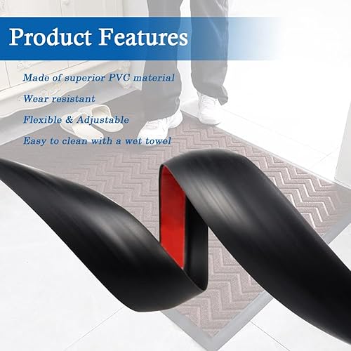 Miniatura 3 de Tira de transición de suelo autoadhesiva para alfombras y pisos, tira de borde de PVC para transición de umbral adecuada para umbral de altura de