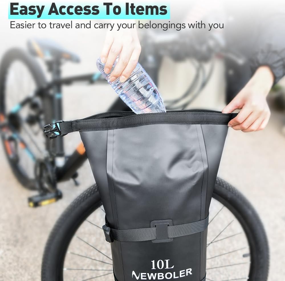 10L Bike Front Fork Bag Waterproof with Front Fork Racks 1Pack/2Packs, Lightweight Dry Bag Bicycle Fork Bags with Roll Opening Design for Mountain Bikes Road Bikes