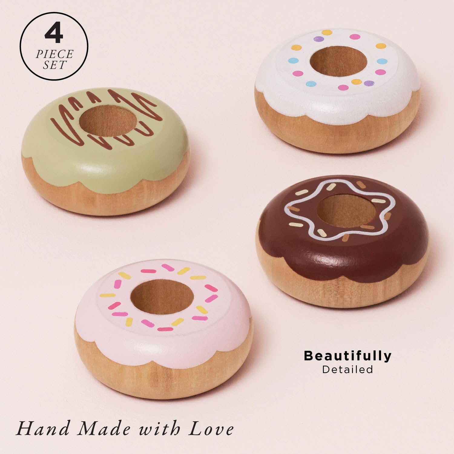 Le Toy Van - Educational Wooden Honeybake Pretend Play Doughnuts Set Toy Cakes | Gorgeous Pretend Play Food | Birthday Cake Or Afternoon Tea Role Play Toy | Great As A Gift