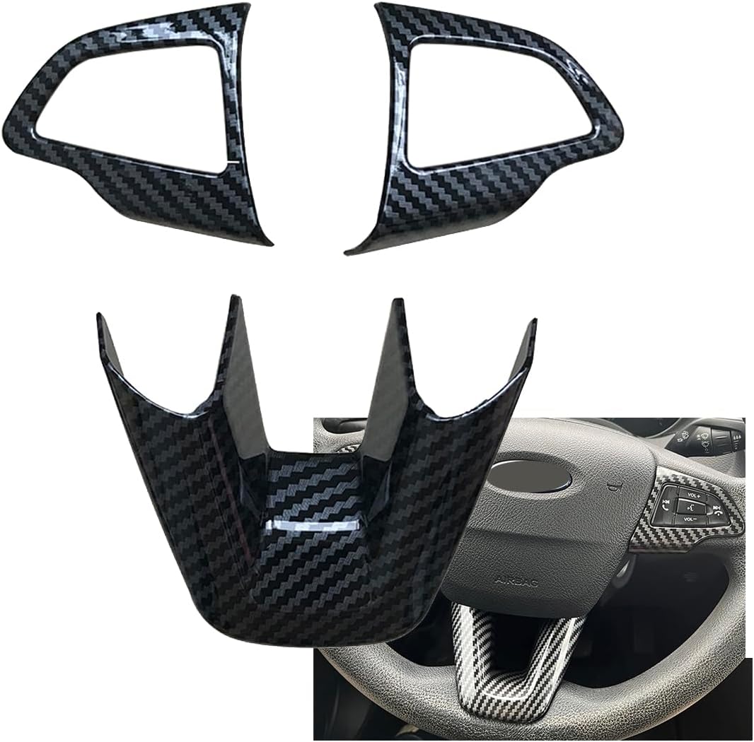 3PCS Carbon Fiber Folor Steering Wheel Cover for Ford Focus Escape EcoSport Kuga Not for RS ST