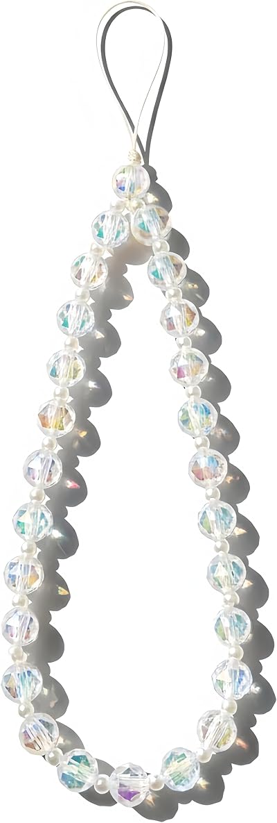 Crystal Phone Wrist Strap Pearl Beaded Wristlet Strap Phone Charm