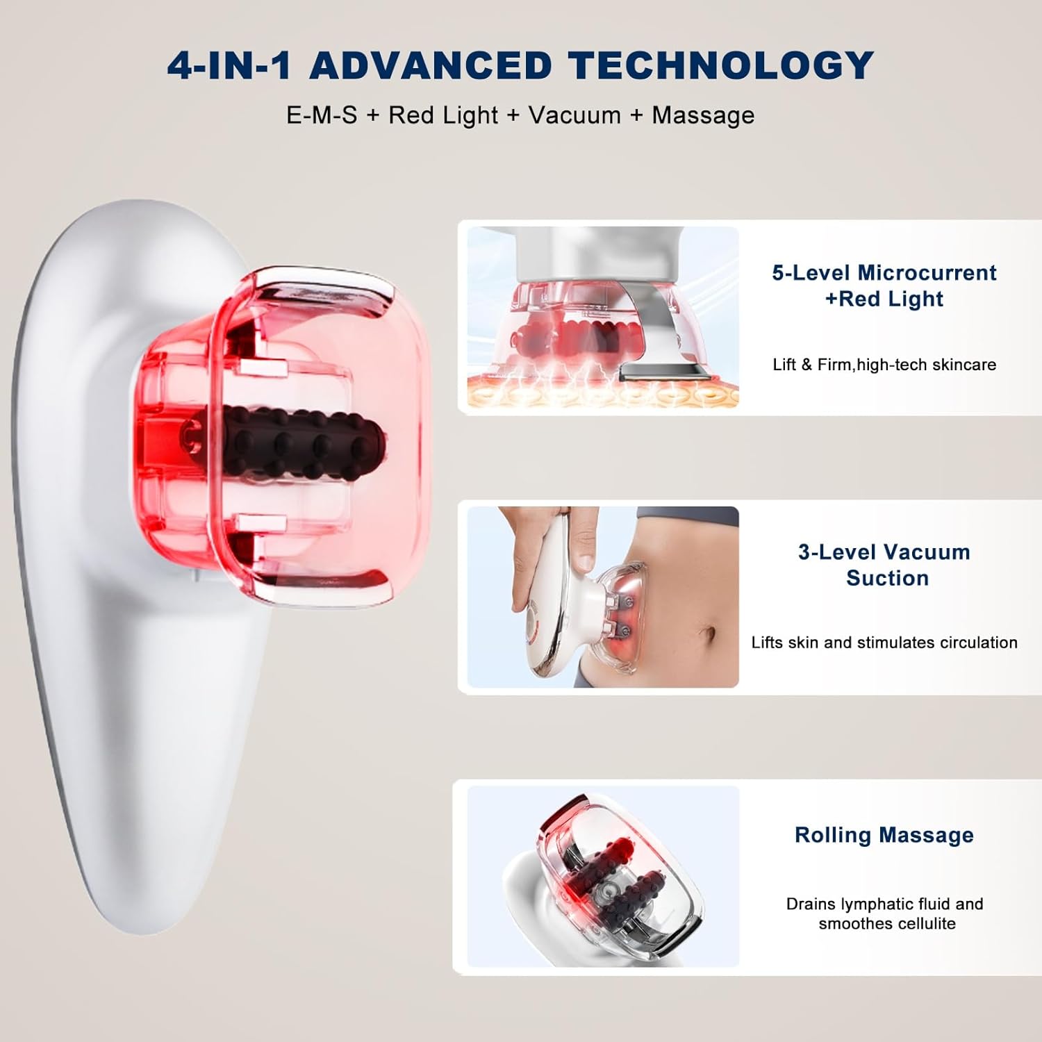 4-in-1 Electric Cellulite Massager & Body Sculpting Machine -5 Modes Adjustable, Cordless Slim-Sculpt Device for Belly, Thighs, Arms&Face- Postpartum Recovery&Cellulite Reducer&Lymphatic Drainage - Image 2