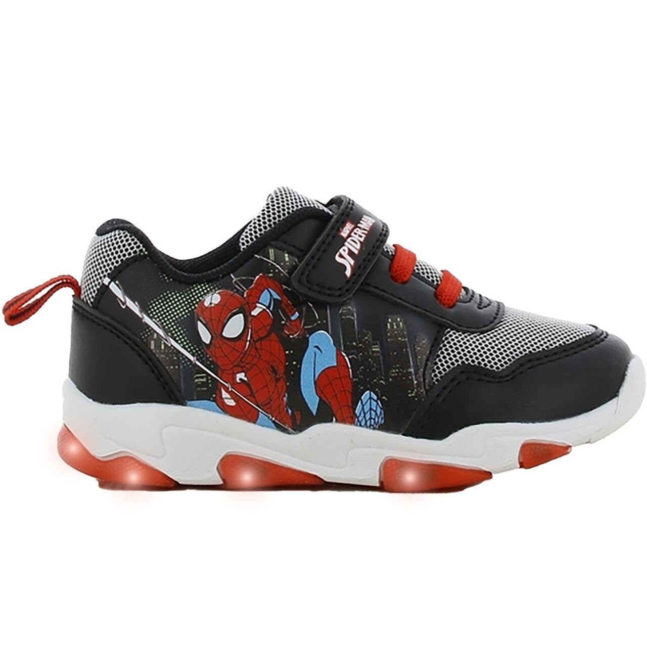 Leomil Spiderman Blinkschuhe Jungen Spiderman Schuhe Kinder 25, Ideal for Schule und Freizeit, Schwarz