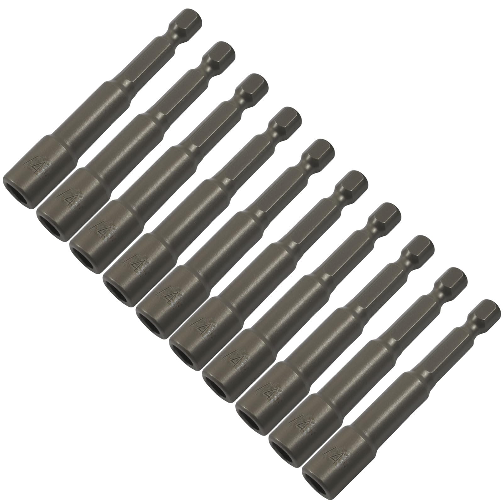 Piutouyar 10 Pcs Magnetic Power Nut Driver Bit Sets, 1/4 Inch Hex Magnetic Extension Socket Drill Bit Set Socket Power Nut Impact Driver, 65 mm/2.56 inch Length