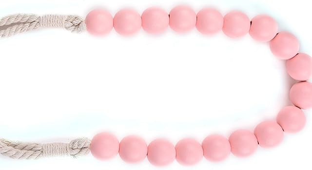 Sytaun Curtain Tieback, Magnetic Curtain Tiebacks Clips,Punch Free Wooden Ball Beads Curtain Straps Tieback Rope Buckle Holder Decor Pink