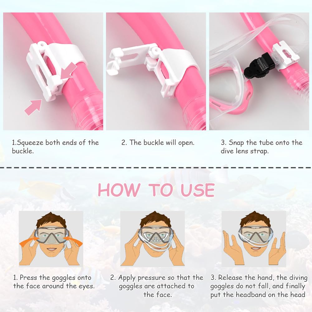 Set da Snorkeling con Boccaglio e Occhiali da Immersione， Anti-Fog Diving Mask, Diving Mask with Large Lenses, per Snorkeling, Diving, Apnea, Nuoto, Unisex