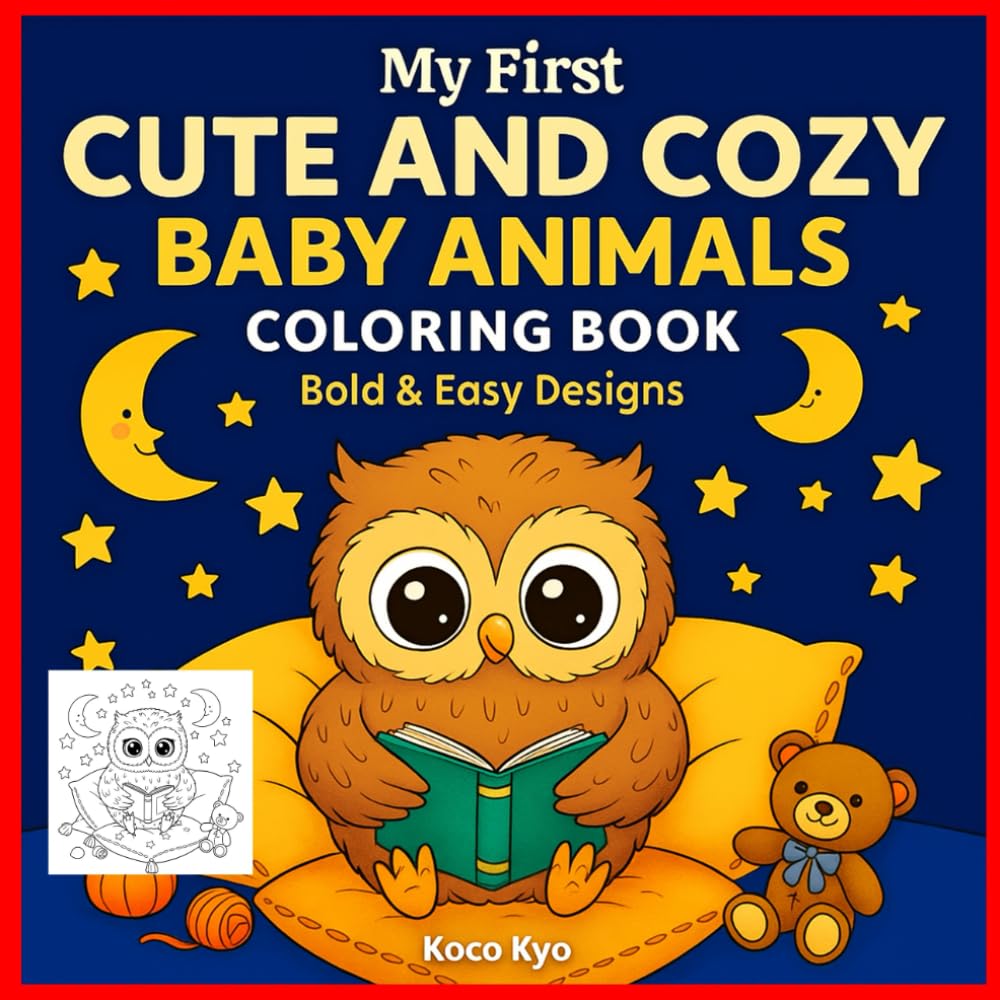 My First Cute and Cozy Baby Animals Coloring Book: Bold & Easy Designs