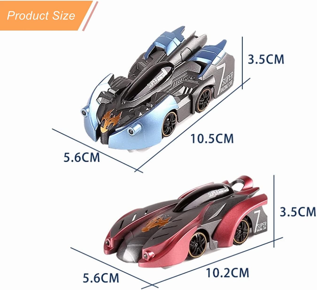 XIAOKEKE Rc Cars for Kids, Wall Climbing Watch Remote Control Car Toy Gifts for Kids Boys Girls, 360°Rotating Stunt Dual Mode Car Rechargeable, Head and Rear with Powerful LED Light