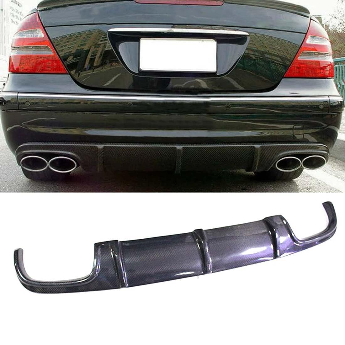 Dyfuzor tylnego zderzaka samochodu dla Mercedes Benz E-Class W211 E55 E63 AMG Sedan 4-Door 2002-2006, Splitter dolny bagażnik ABS zestaw spojlerów osłona zabezpieczająca akcesoria