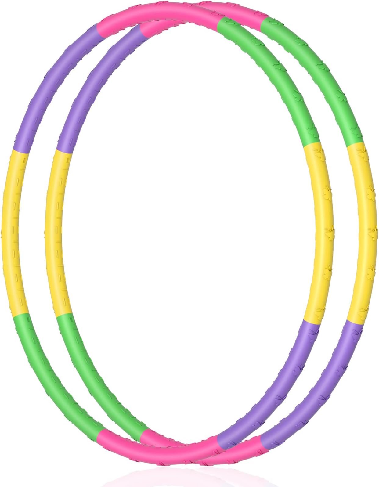 2 Pack Toy Color Hoop Kids, Detachable Weighted Kid Sport Hoop Toys for Kids Size Adjustable Butterfly Design Adjustable Hoop Kids Party Games, Dog Agility Equipment, Thanksgiving, Christmas Decor