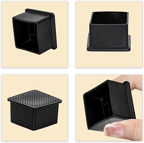 Miniatura 13 de Flyshop 8 tapas para patas de sillas de patio, de PVC, protectores de suelo cuadrados para patas de silla, fundas cuadradas para muebles, 3/4 PVC