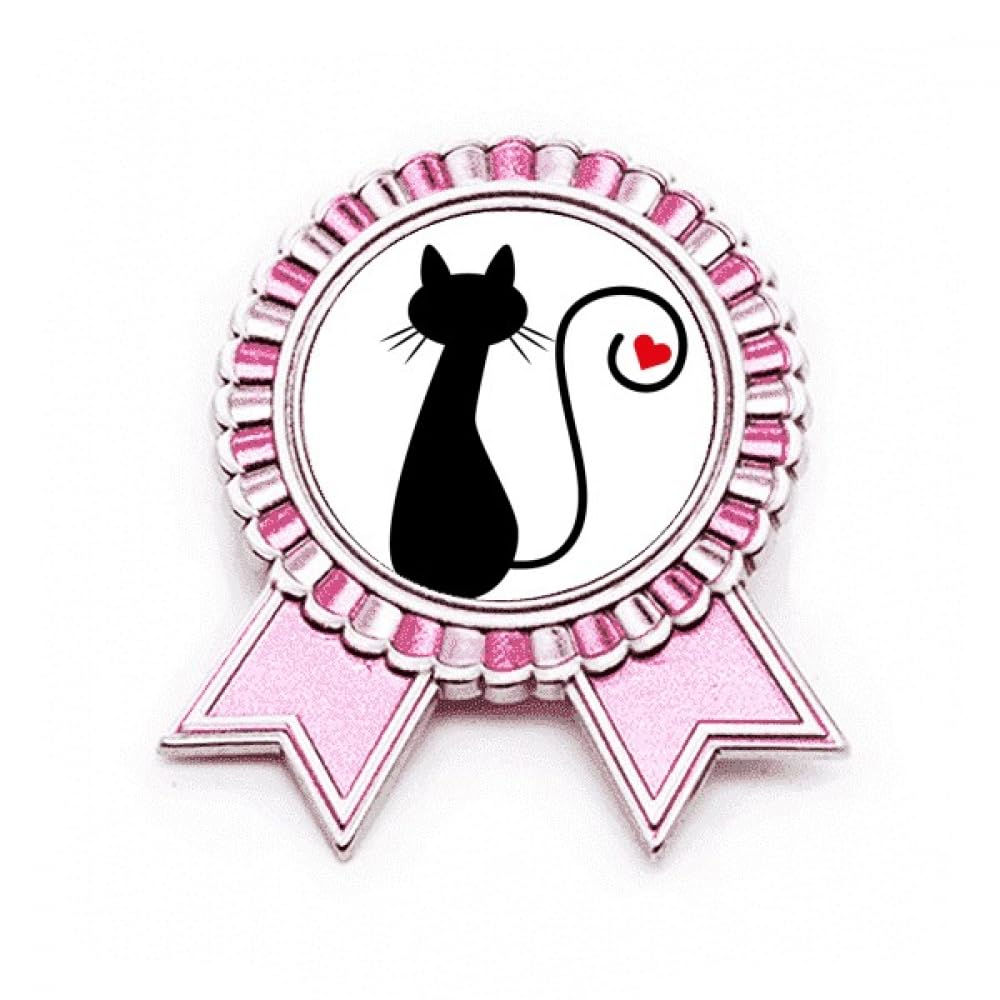 Broche chat rose silhouette cœur en métal aux finitions soignées - 4