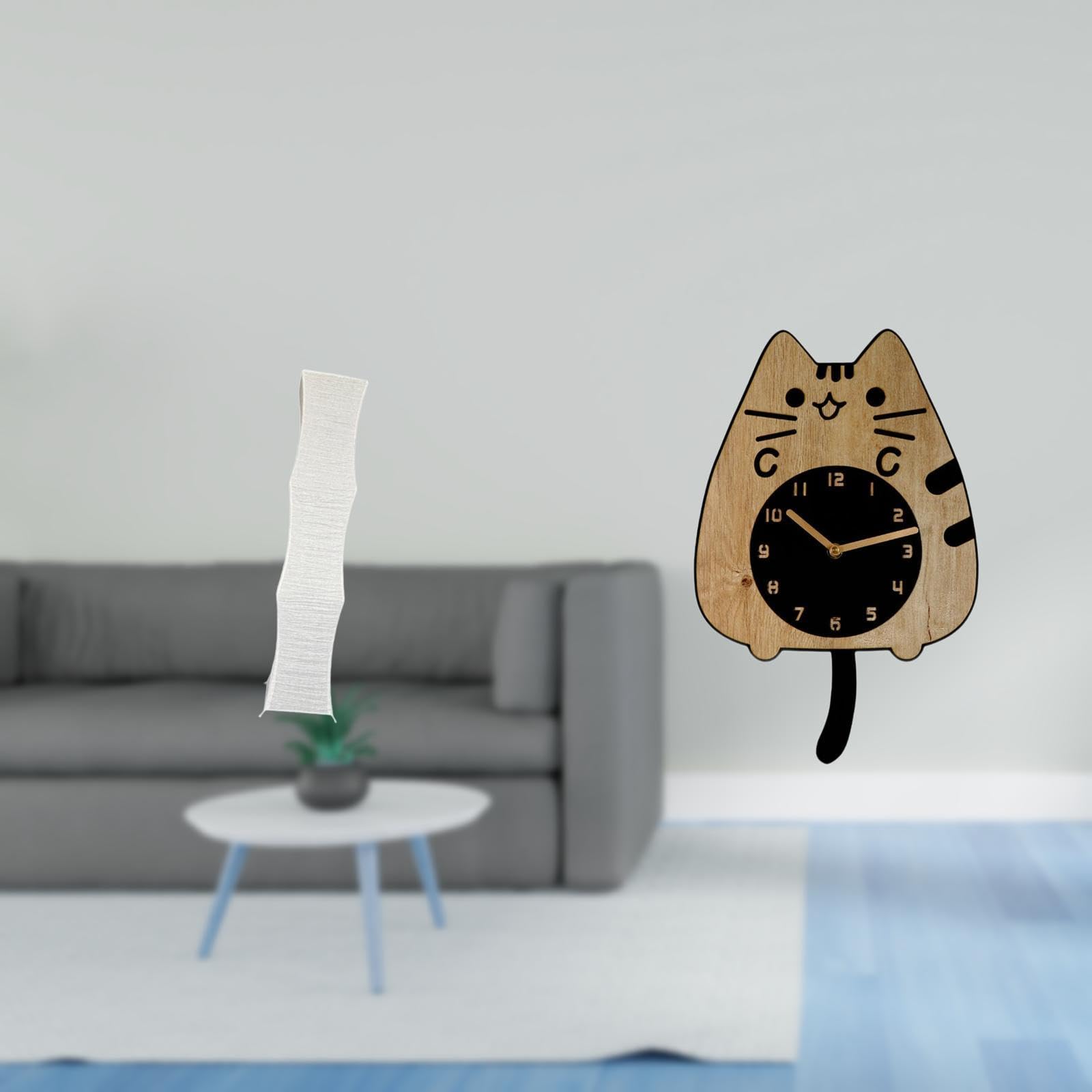 Enakshi® Living Room Lamp Shade and Cat Wall Clock Ornament for Home Decoration Standing Lamp Light Cover and Silent Clock for Kitchen Office Housewarming Gift-image-15
