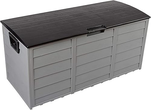 Miniatura 4 de Vasitelan Caja de almacenamiento de plástico de resina para exteriores de 75 galones, impermeable, caja de almacenamiento para patio, organización