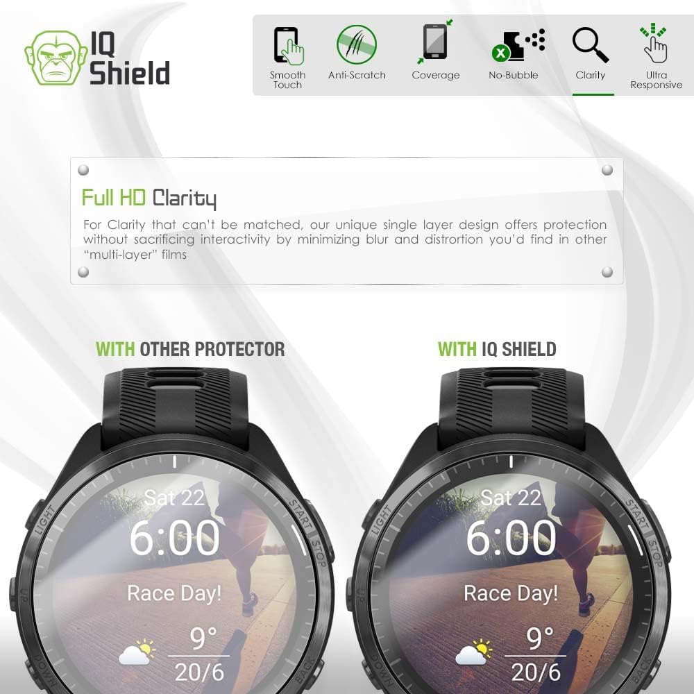 IQShield Screen Protector Compatible with Garmin Forerunner® 965 (6-Pack) Anti-Bubble Clear TPU Film