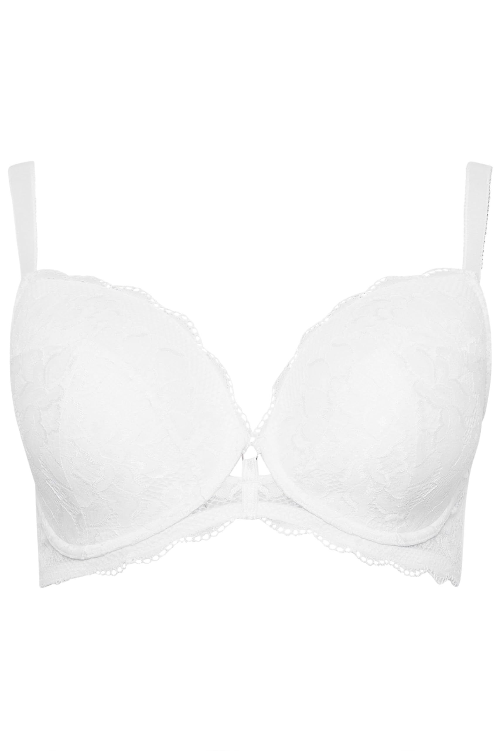 Yours Women's Padded Plunge Bra in White | Size: 40G