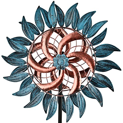 Tiryiuou 82 Inch Kinetic Wind Spinners Outdoor Metal Large, Yard And Garden Wind Spinner, Double Blades Windmill Garden Pinwheels For Yard Decorations Outdoor Art Decor #TOP2