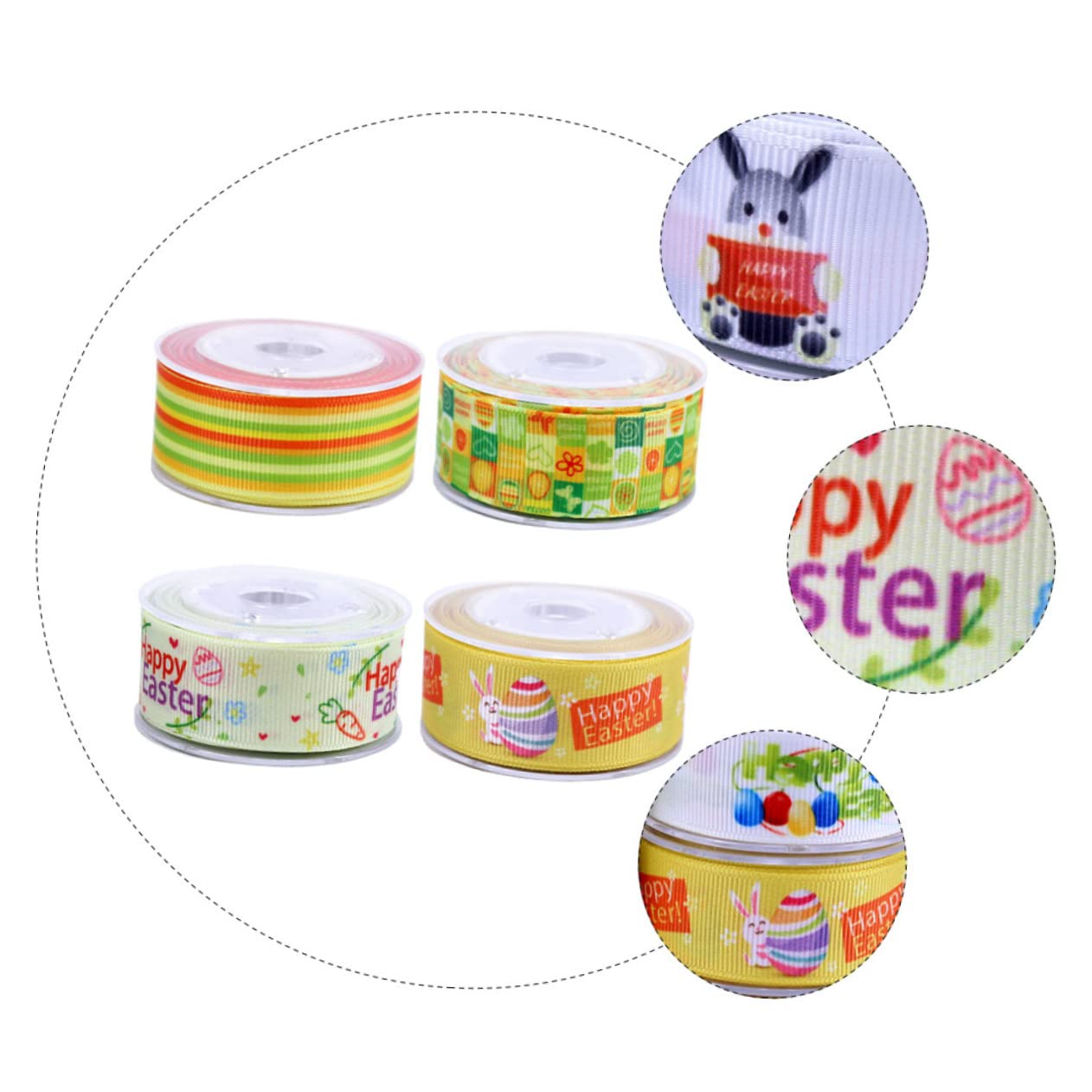 DOITOOL 3 Sätze Osterband Fadenspule Dekoband Ostern Geschenkpakete Diy Zubehör Eincremehilfe Seide Party Frühlingsband Verpackungsband Geschenkband Zum Thema Ostern Polyester 4 Rollen * 3